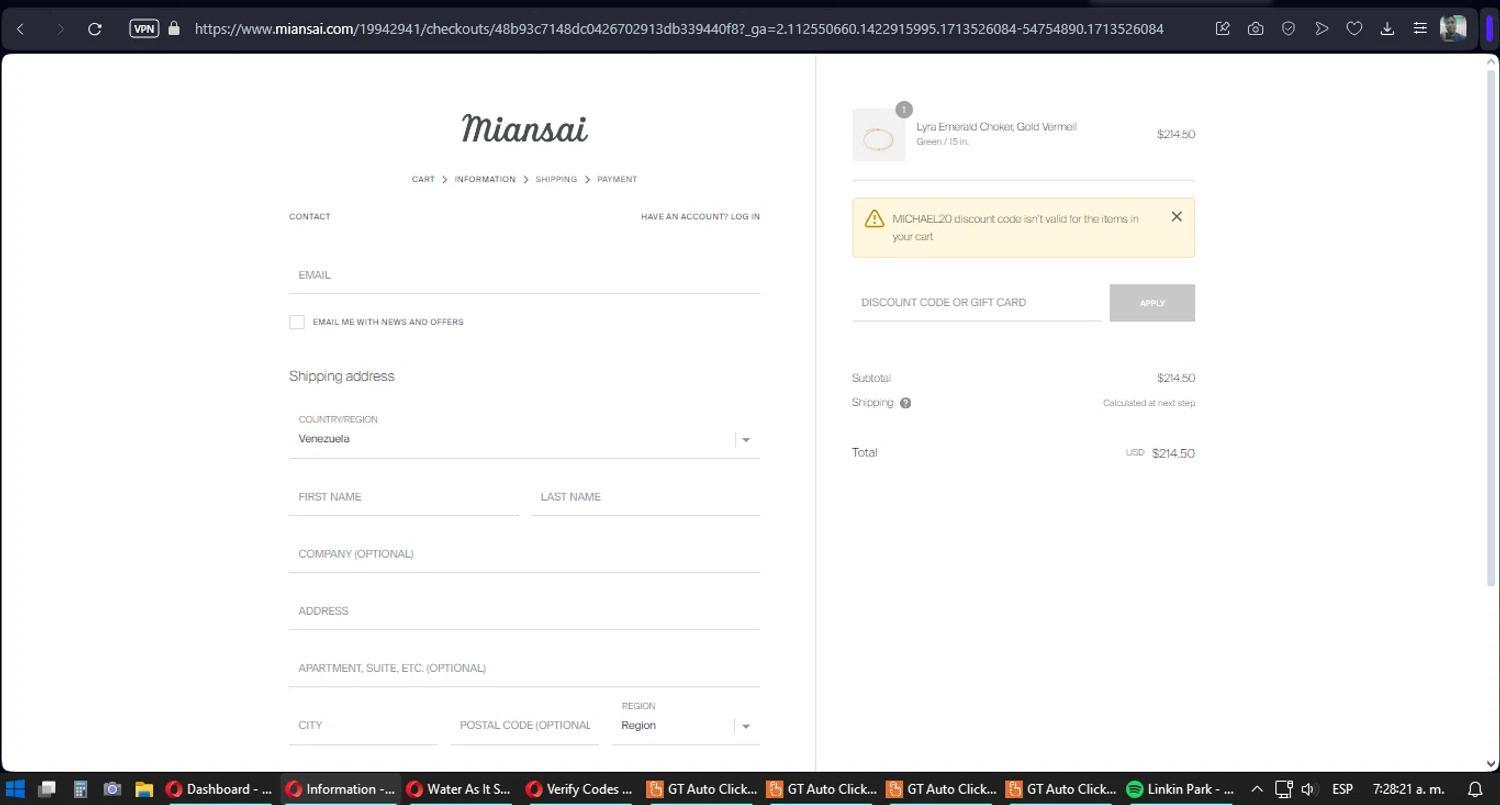 How to apply MIANSAI coupon code